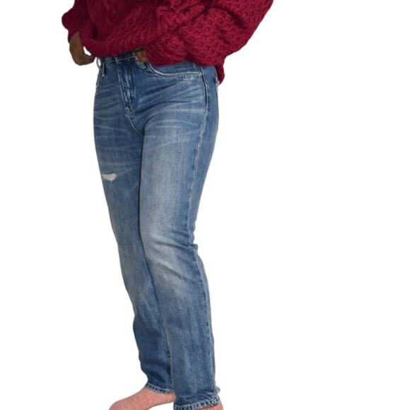 Blank NYC Jeans High Waist Blue Cotton Distressed Frayed Rigid Tapered Size 26 - Picture 10 of 13